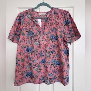 Pink Garden Tie top- XL - new with tags